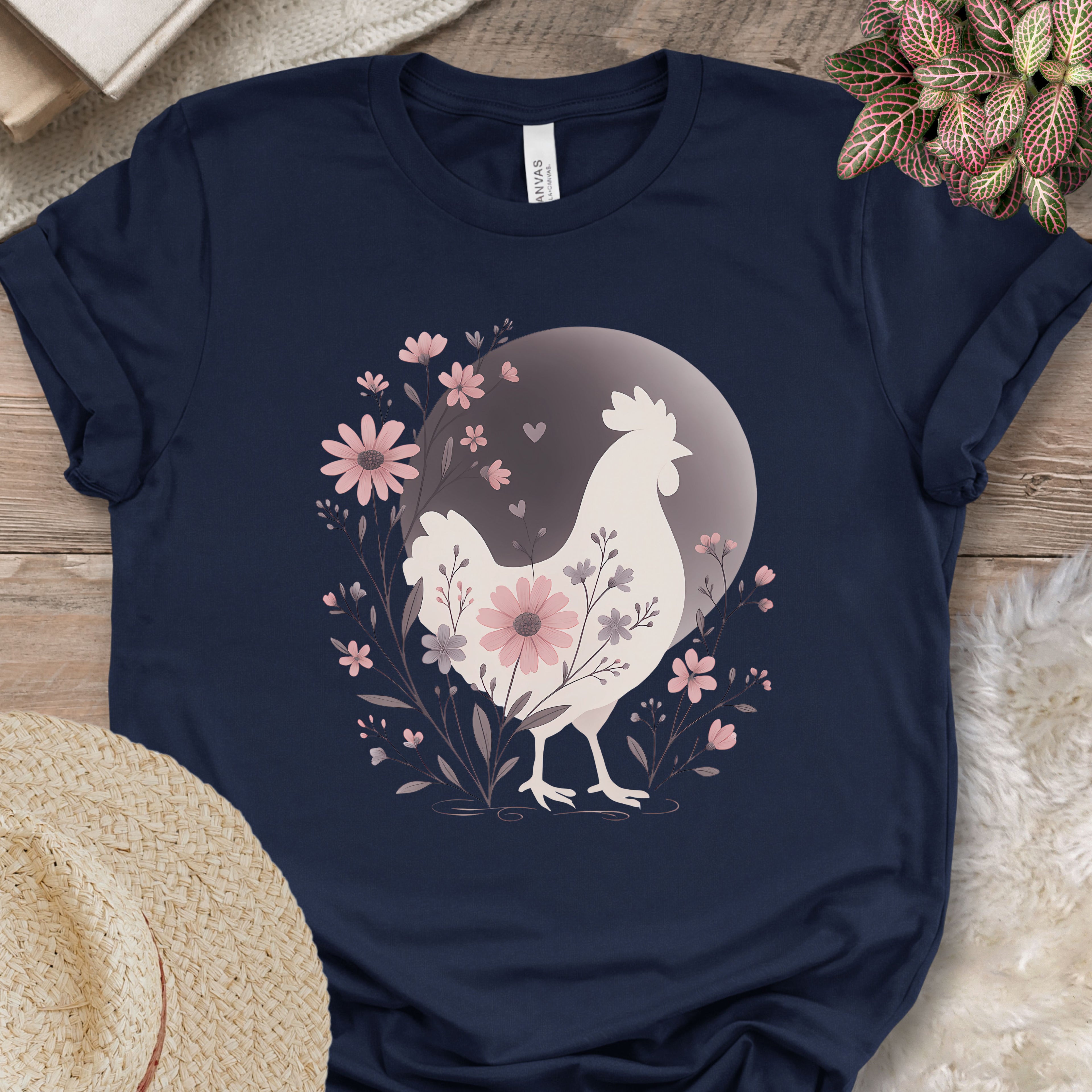 Floral Chicken Silhouette Tee