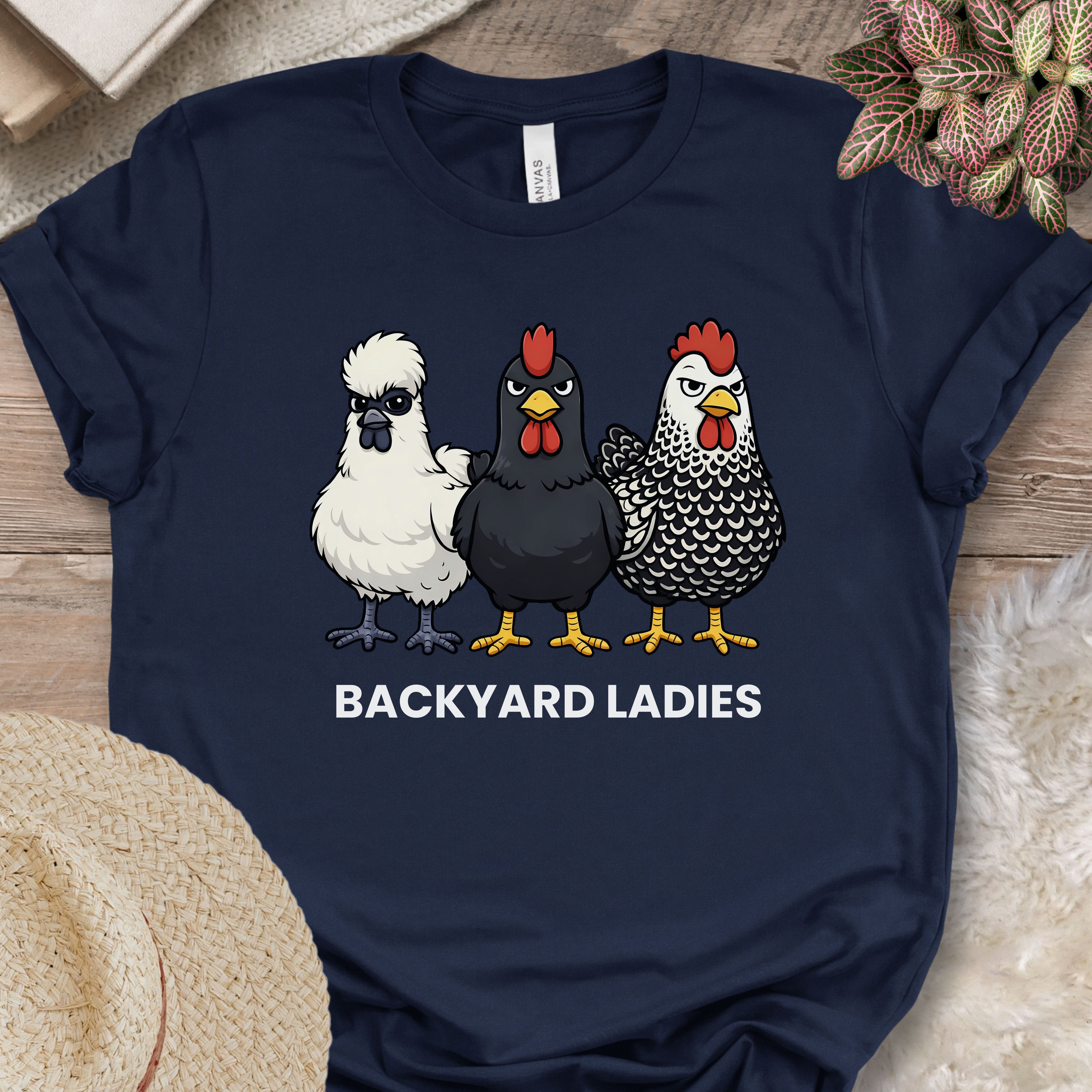Backyard Hen Trio Illustration T-Shirt