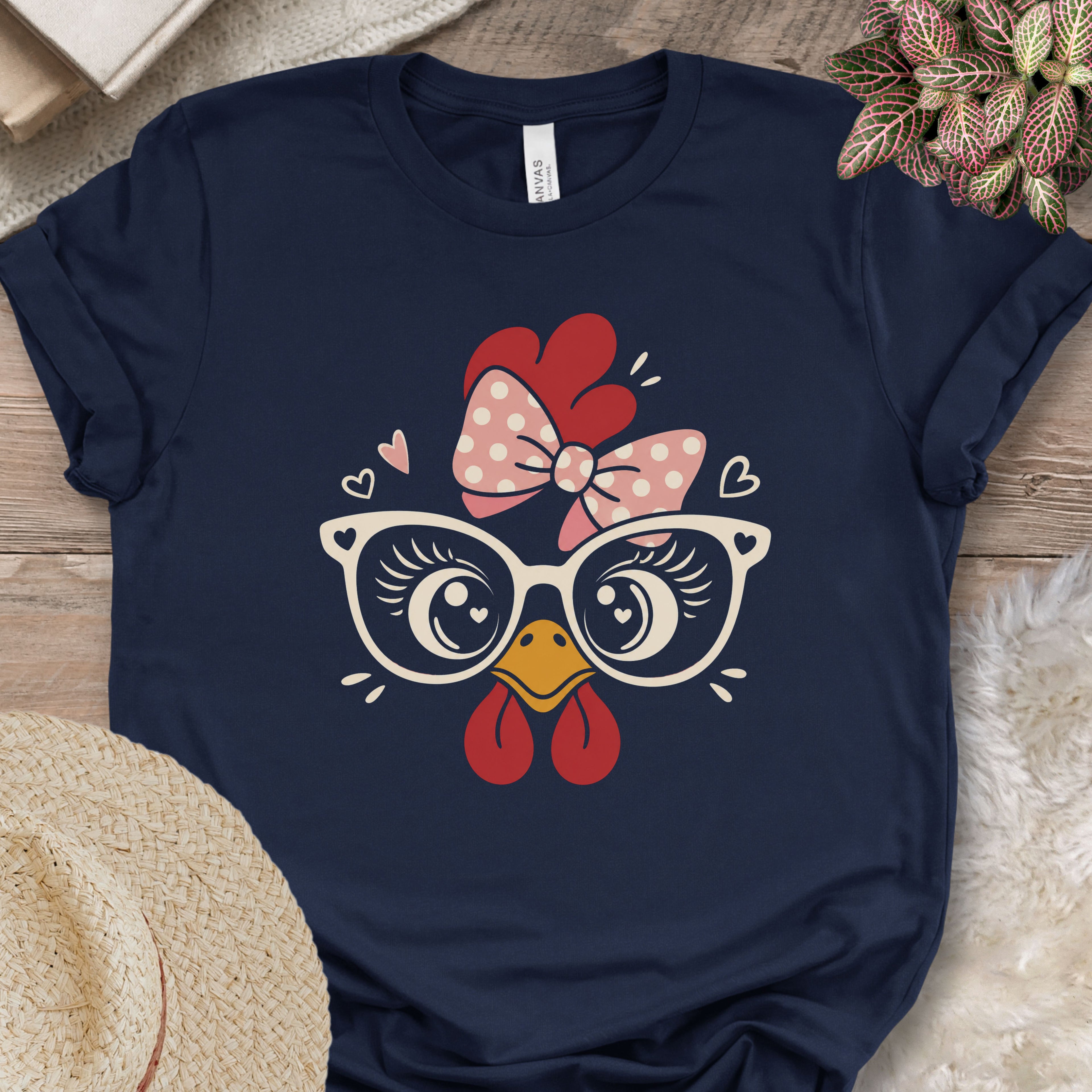 Cute Chicken Glasses Graphic Tee