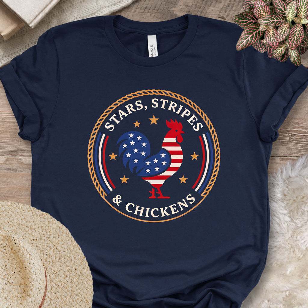 Patriotic Rooster Badge T-Shirt