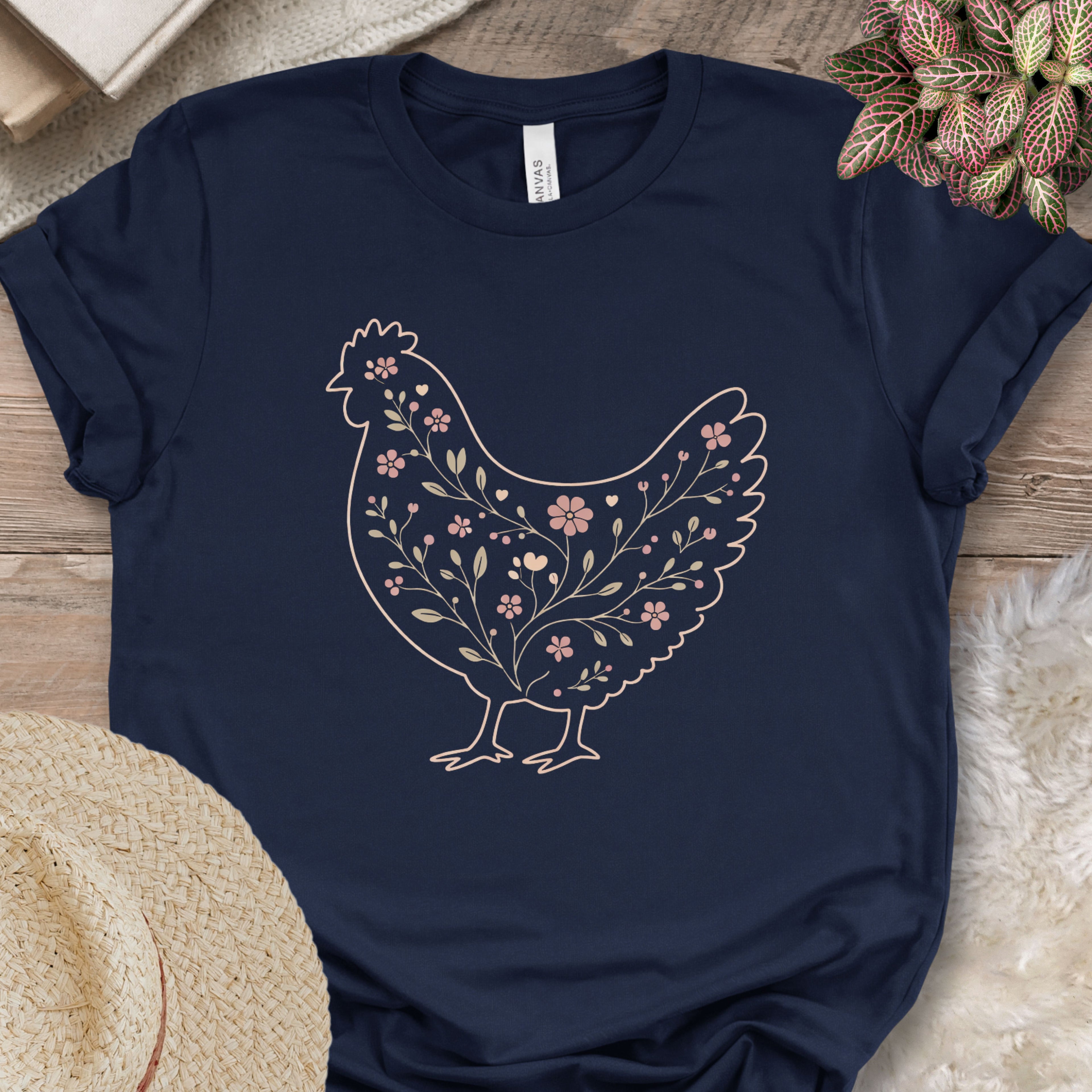 Minimalist Botanical Hen Shirt