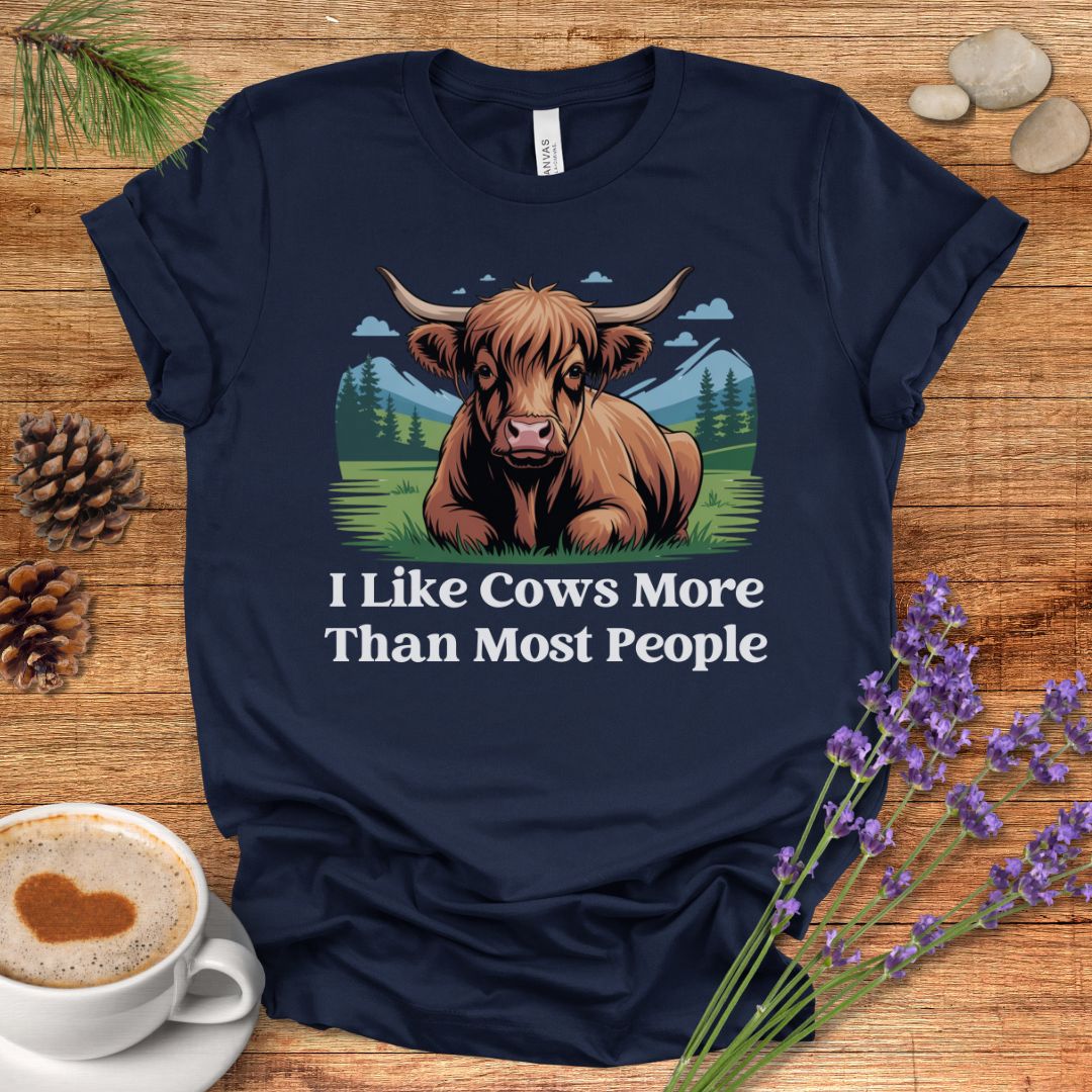 Funny Cow Lover T-Shirt – I Like Cows More Than Most People Tee for Cow Moms, Farmers & Country Life Fans