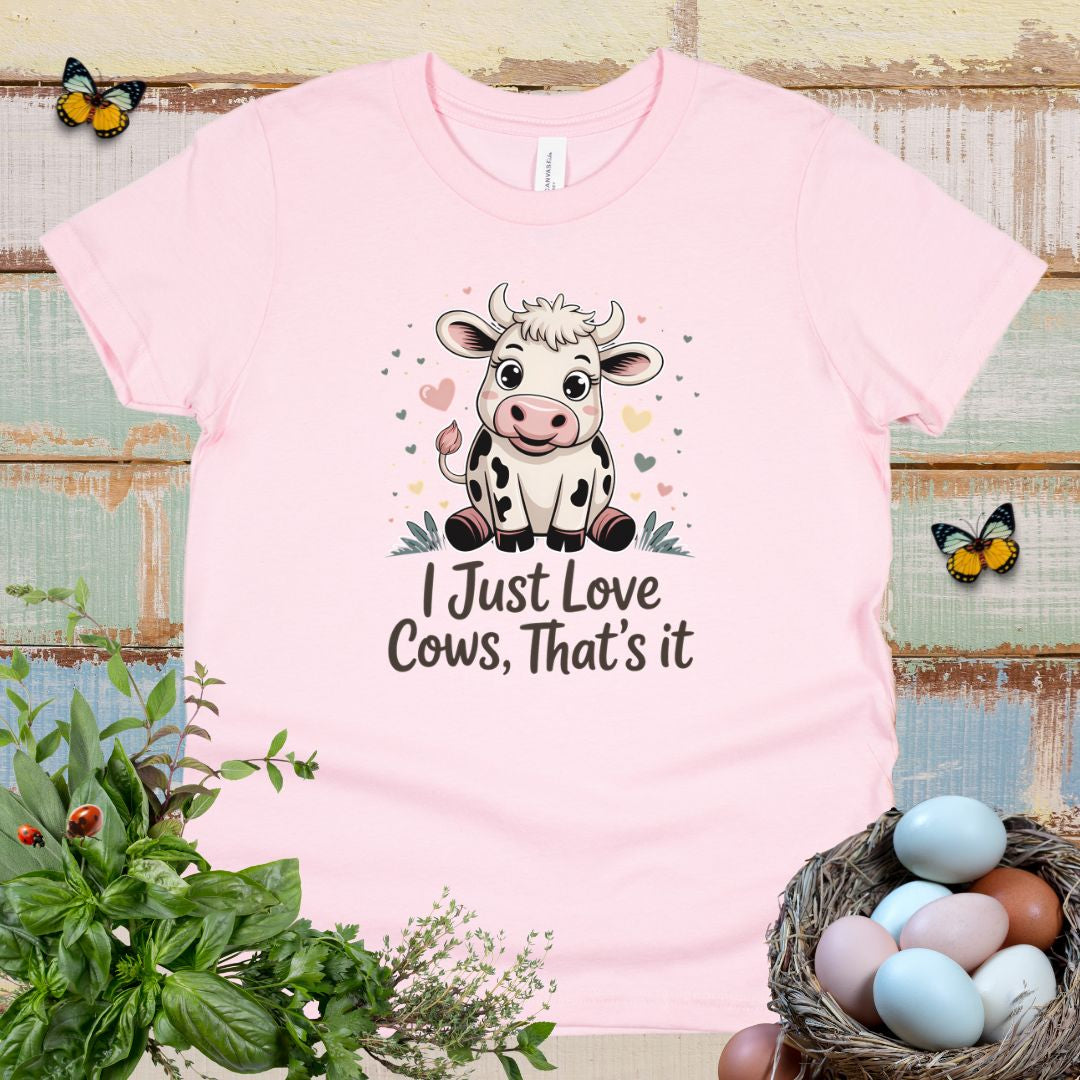 Cute Cow Kids T-Shirt – “I Just Love Cows” Tee for Little Cow Lovers & Farm Animal Fans