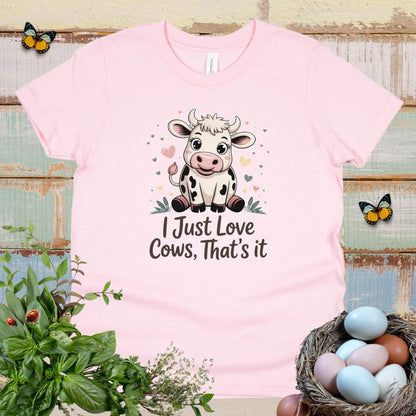 Cute Cow Kids T-Shirt – “I Just Love Cows” Tee for Little Cow Lovers & Farm Animal Fans