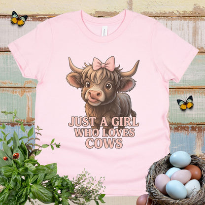 Cute Highland Cow Youth Tee for Girls Who Love Animals