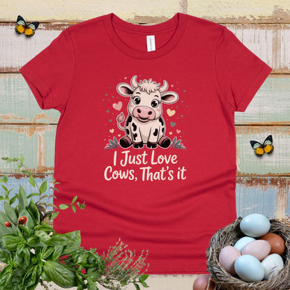 Cute Cow Kids T-Shirt – “I Just Love Cows” Tee for Little Cow Lovers & Farm Animal Fans