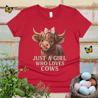 Cute Highland Cow Youth Tee for Girls Who Love Animals