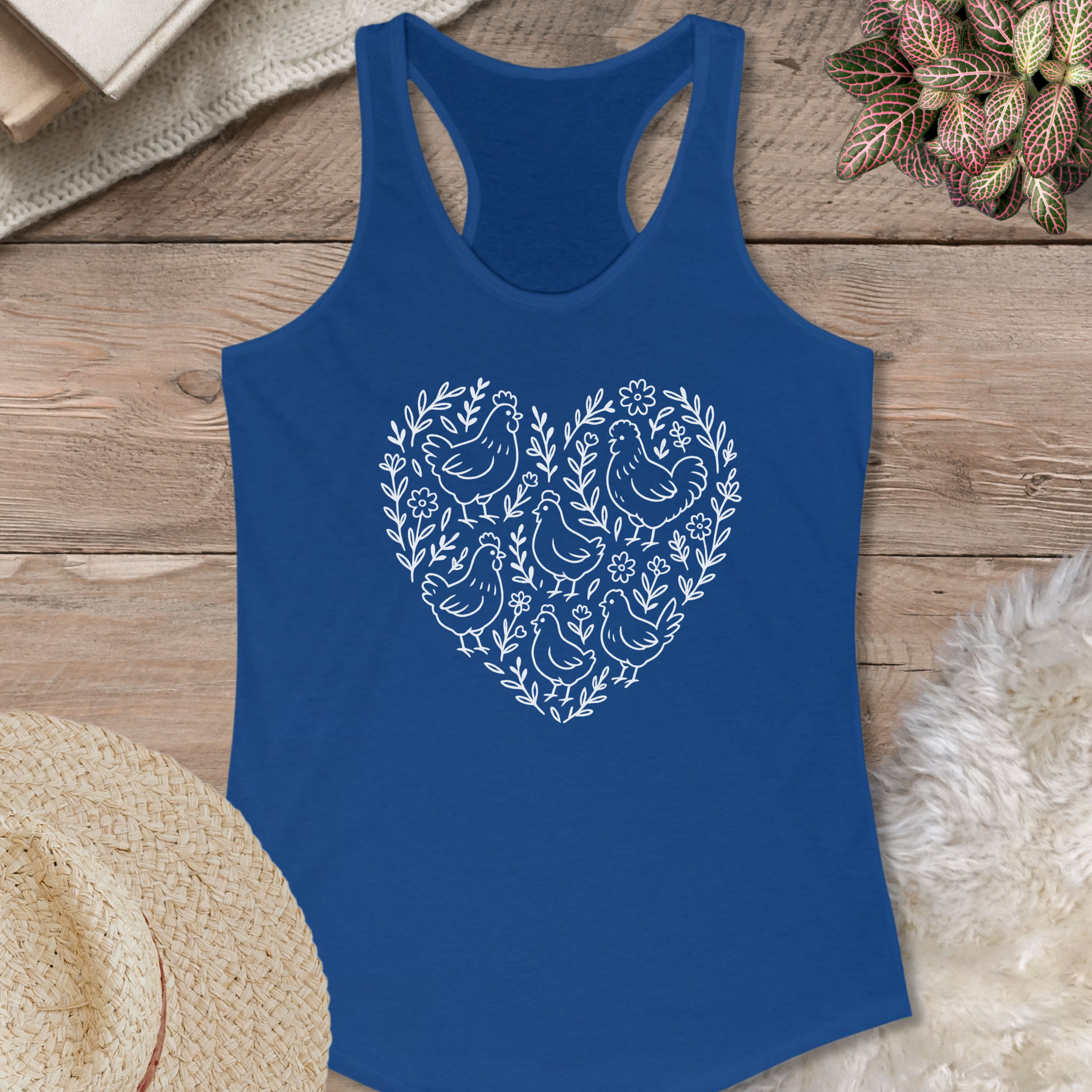 Floral Chicken Heart Tank Top