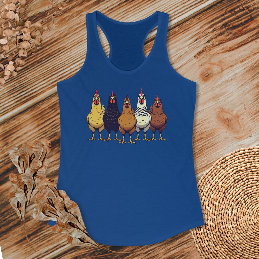 Multicolor Chicken Lineup Tank Top