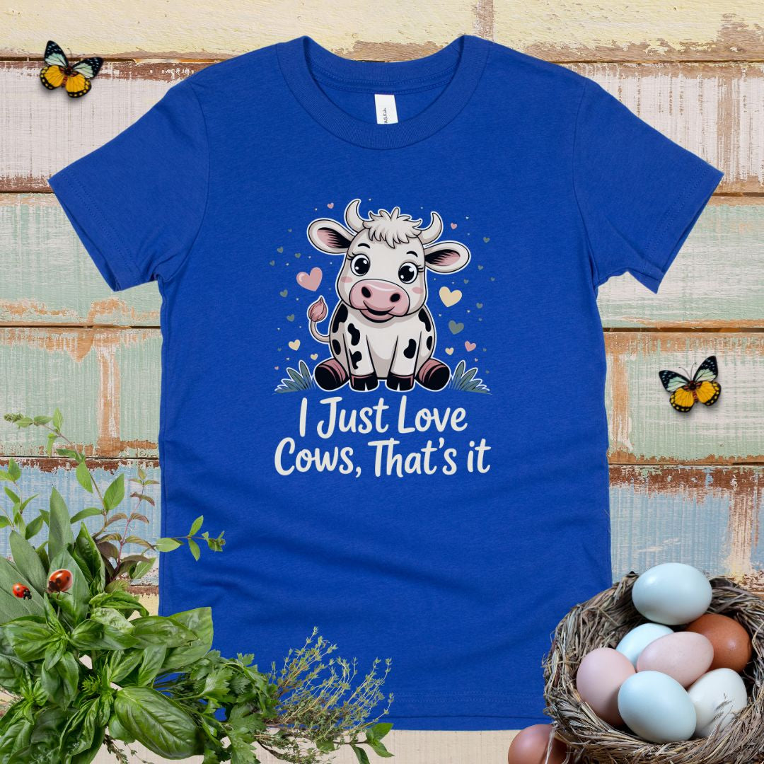 Cute Cow Kids T-Shirt – “I Just Love Cows” Tee for Little Cow Lovers & Farm Animal Fans
