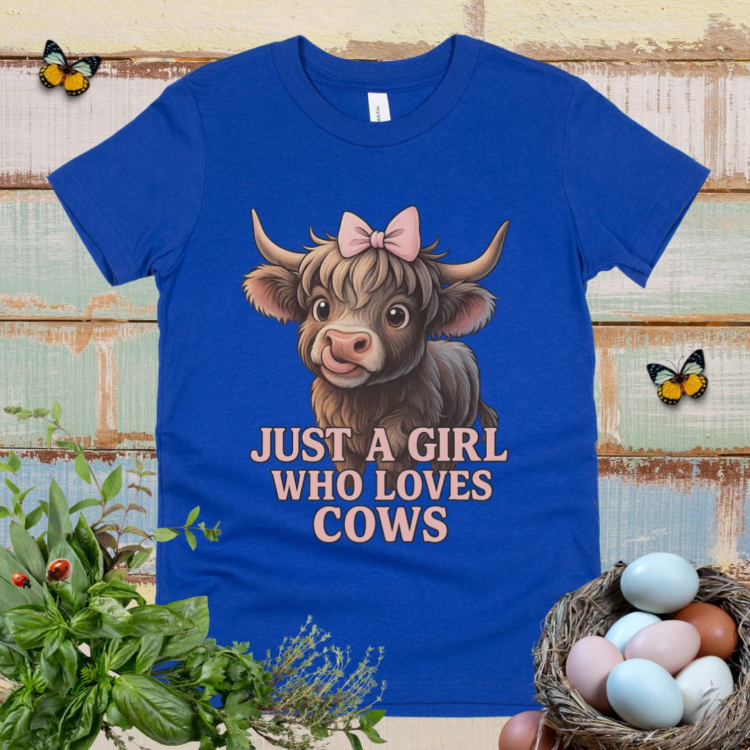 Cute Highland Cow Youth Tee for Girls Who Love Animals