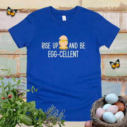 Cute Chick Kids T-Shirt – Rise Up and Be Egg-cellent Positive Message Youth Tee