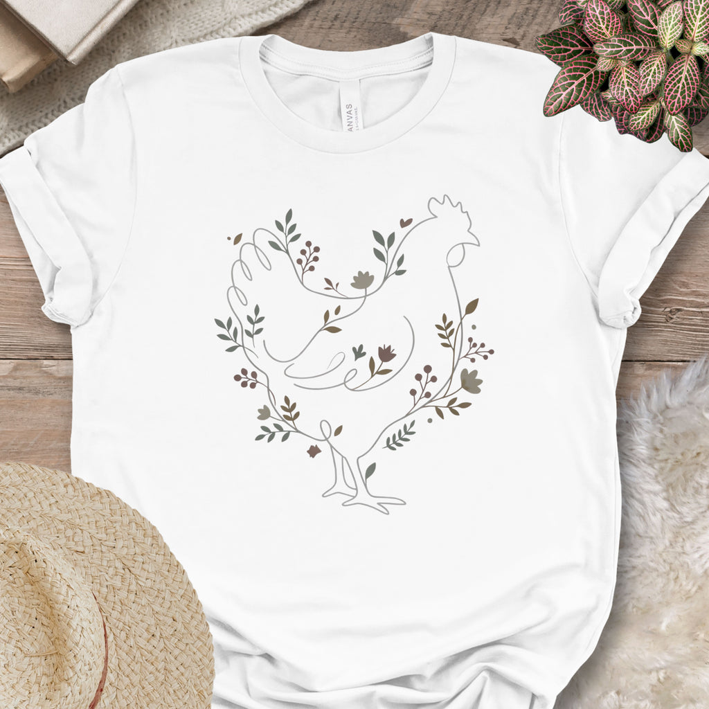 Botanical Line Art Hen Tee