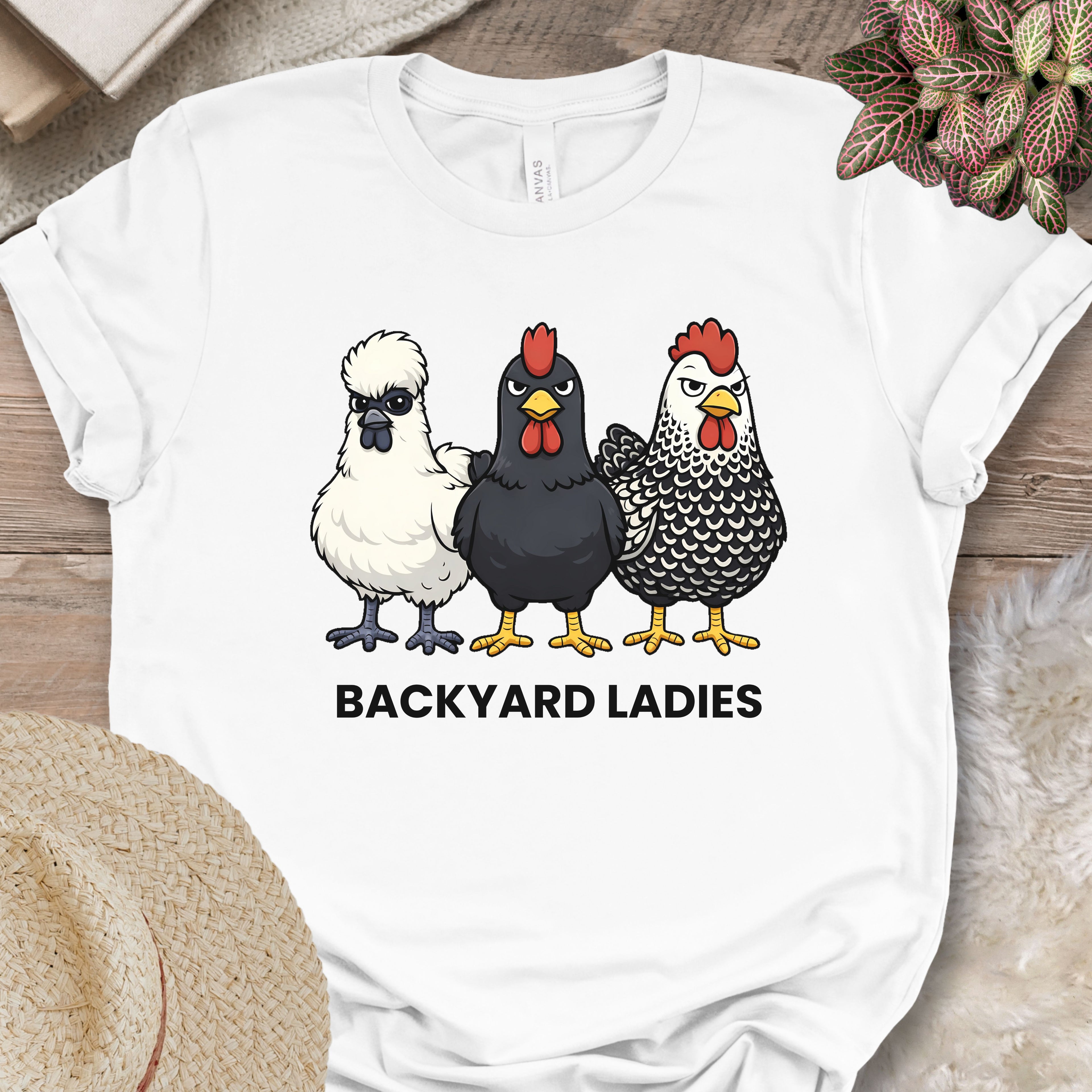 Backyard Hen Trio Illustration T-Shirt