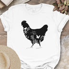Floral Chicken Silhouette Nature Lover T-Shirt
