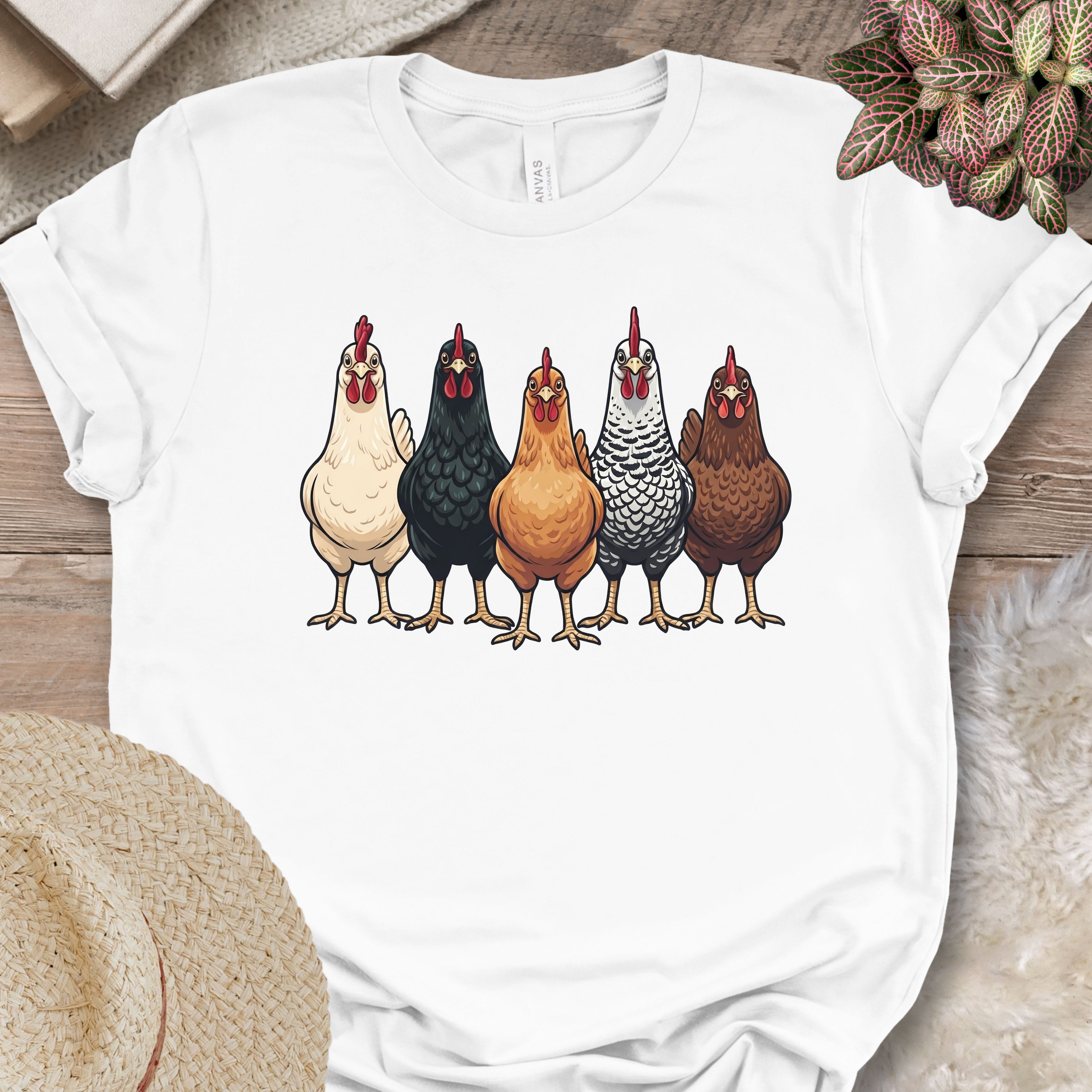 Five Chicken Flock Graphic T-Shirt