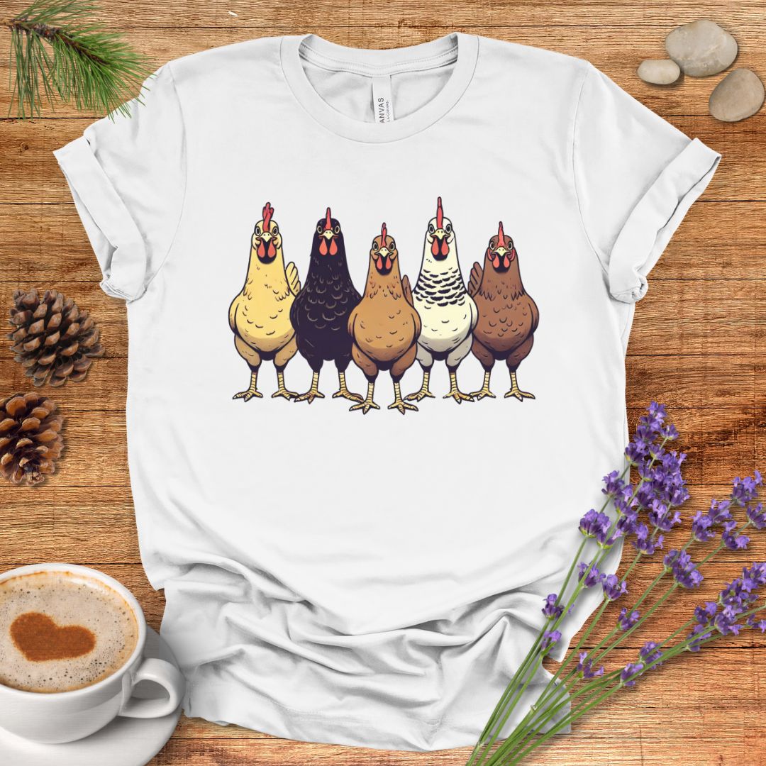 Multicolor Chicken Lineup Tee