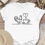 Minimalist Chicken & Coffee Line Art Tee