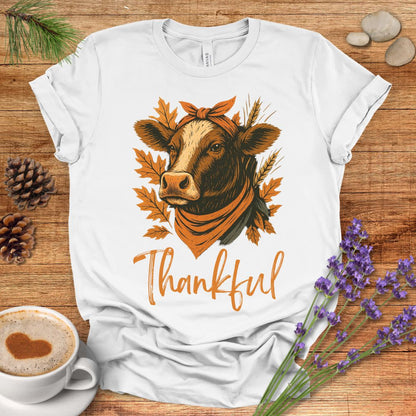 Thankful & Blessed Cow T-Shirt – Rustic Farmhouse Autumn Tee for Fall & Thanksgiving Country Living