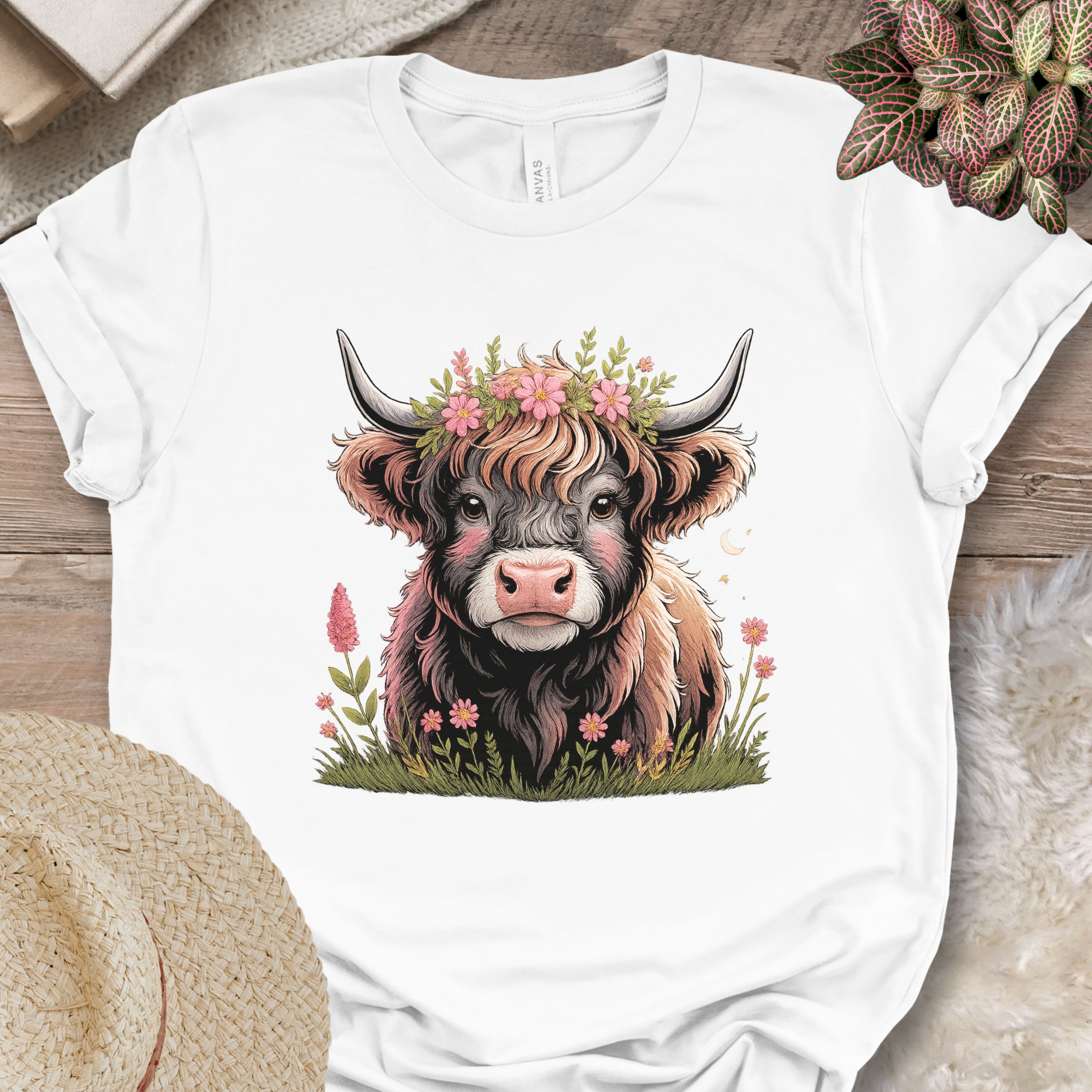 Floral Highland Cow Tee