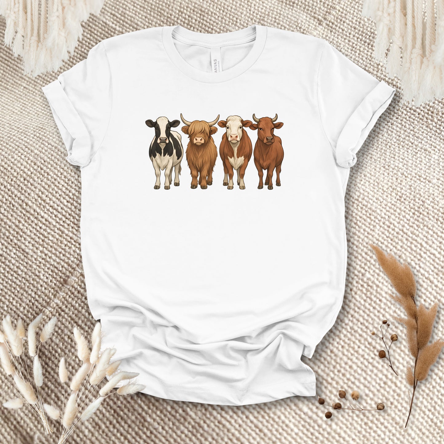 Cow Lover T-Shirt – Highland, Holstein & Brown Cow Lineup Tee for Ranchers & Farm Life Fans