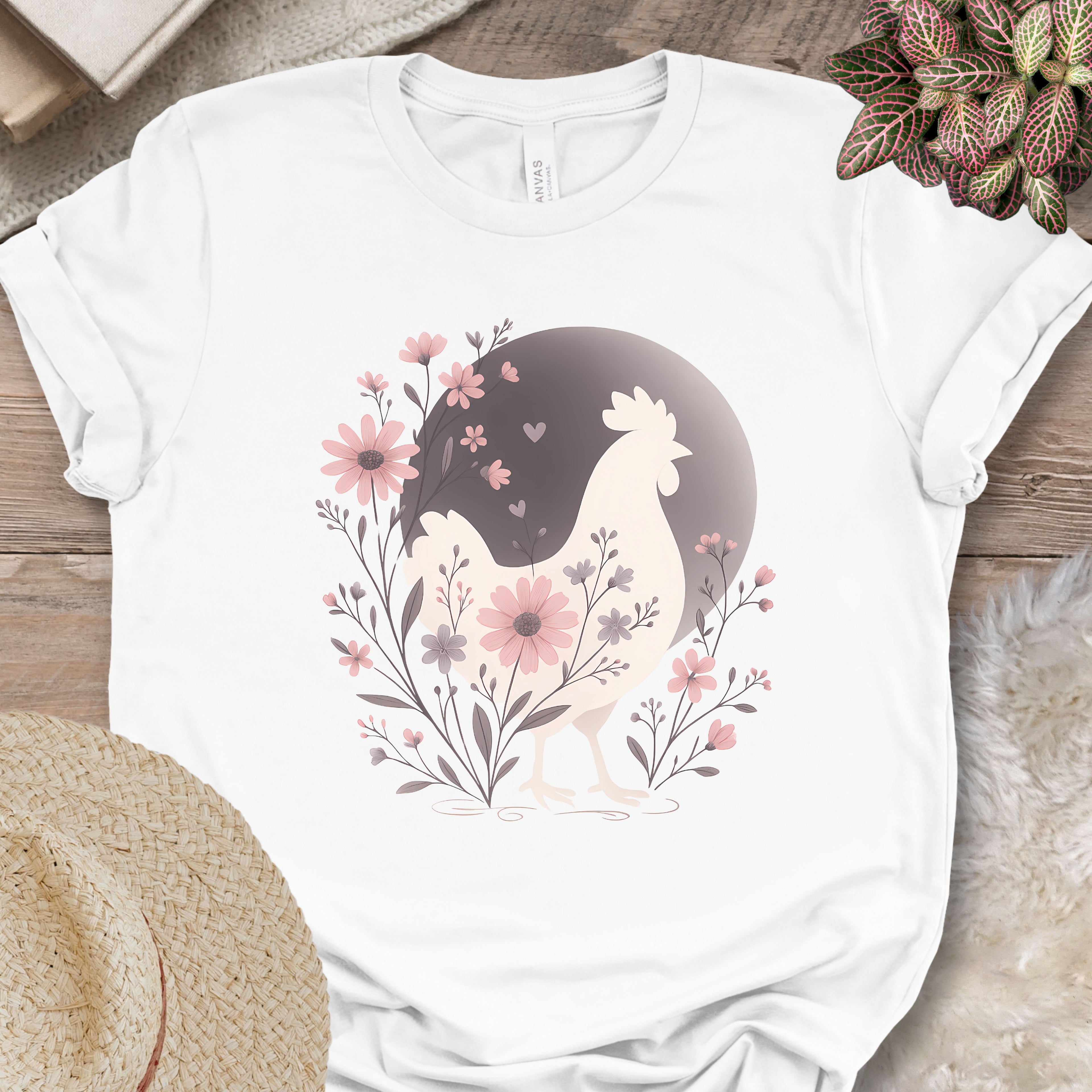 Floral Chicken Silhouette Tee