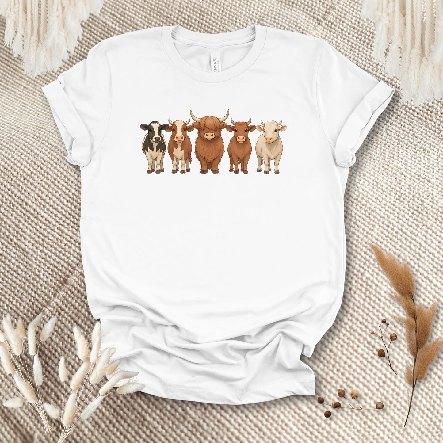 Cow Lover T-Shirt – Five Cow Breeds Lineup Tee for Farm Life & Ranch Style Fans