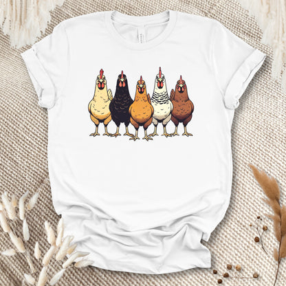 Funny Chicken Lover T-Shirt – Cute Hen Lineup Graphic Tee for Farm Moms, Backyard Flock Keepers & Country Life Fans