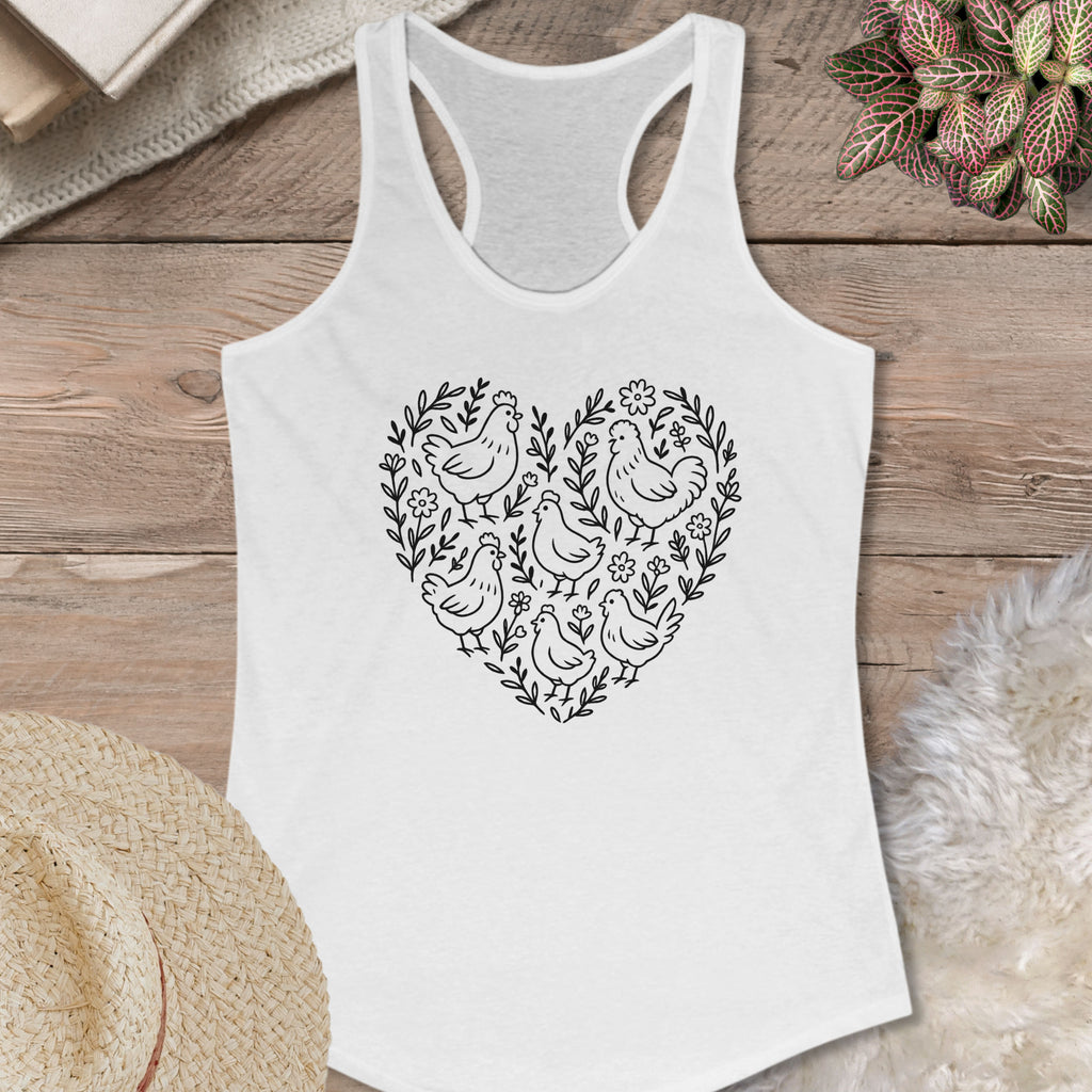 Floral Chicken Heart Tank Top