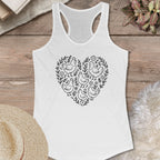Floral Chicken Heart Tank Top