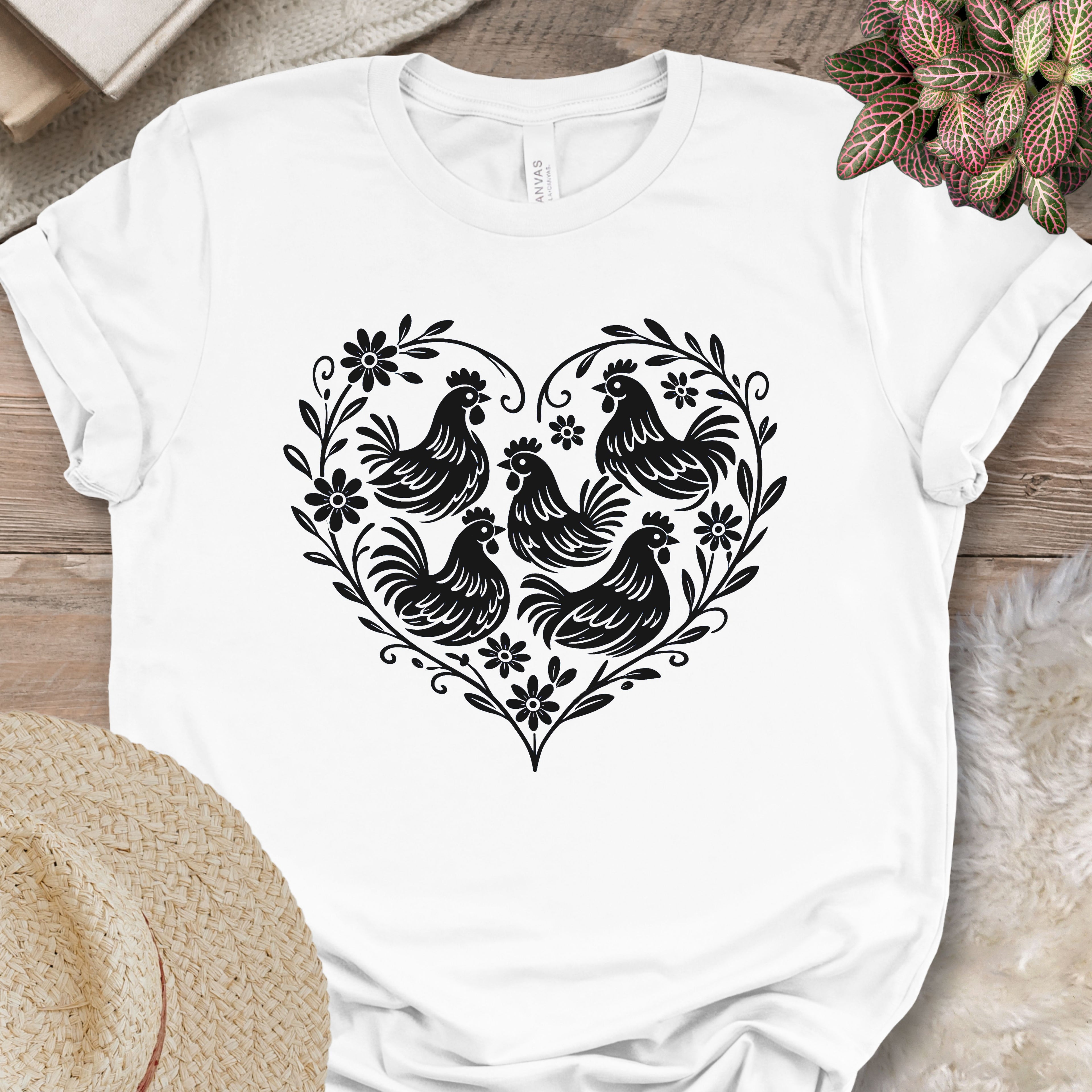 Floral Chicken Heart Shirt
