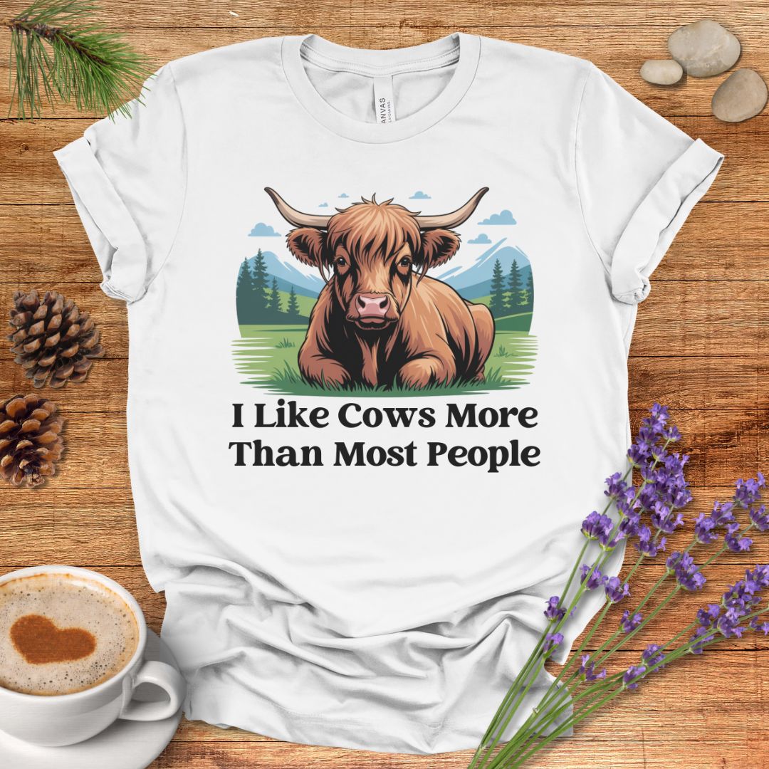Funny Cow Lover T-Shirt – I Like Cows More Than Most People Tee for Cow Moms, Farmers & Country Life Fans