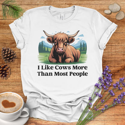 Funny Cow Lover T-Shirt – I Like Cows More Than Most People Tee for Cow Moms, Farmers & Country Life Fans