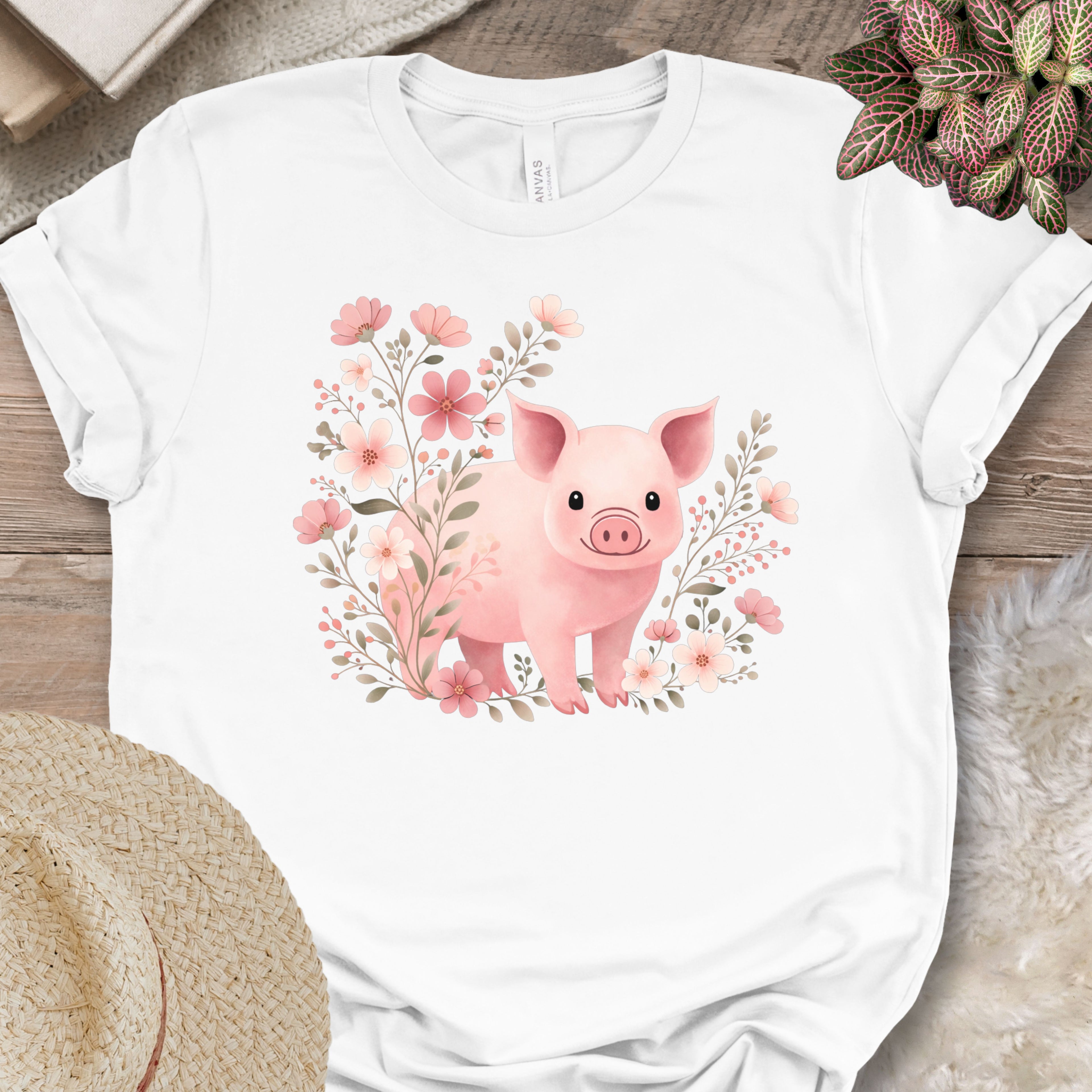 Cute Pig Floral Farm Shirt