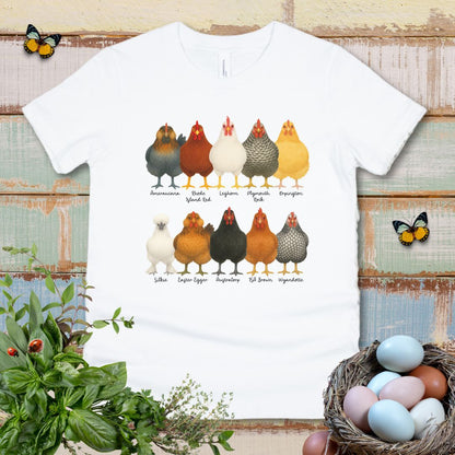 Chicken Breeds Kids T-Shirt – Cute Farm Chickens Chart Youth Tee for Animal Lovers & Farm Kids
