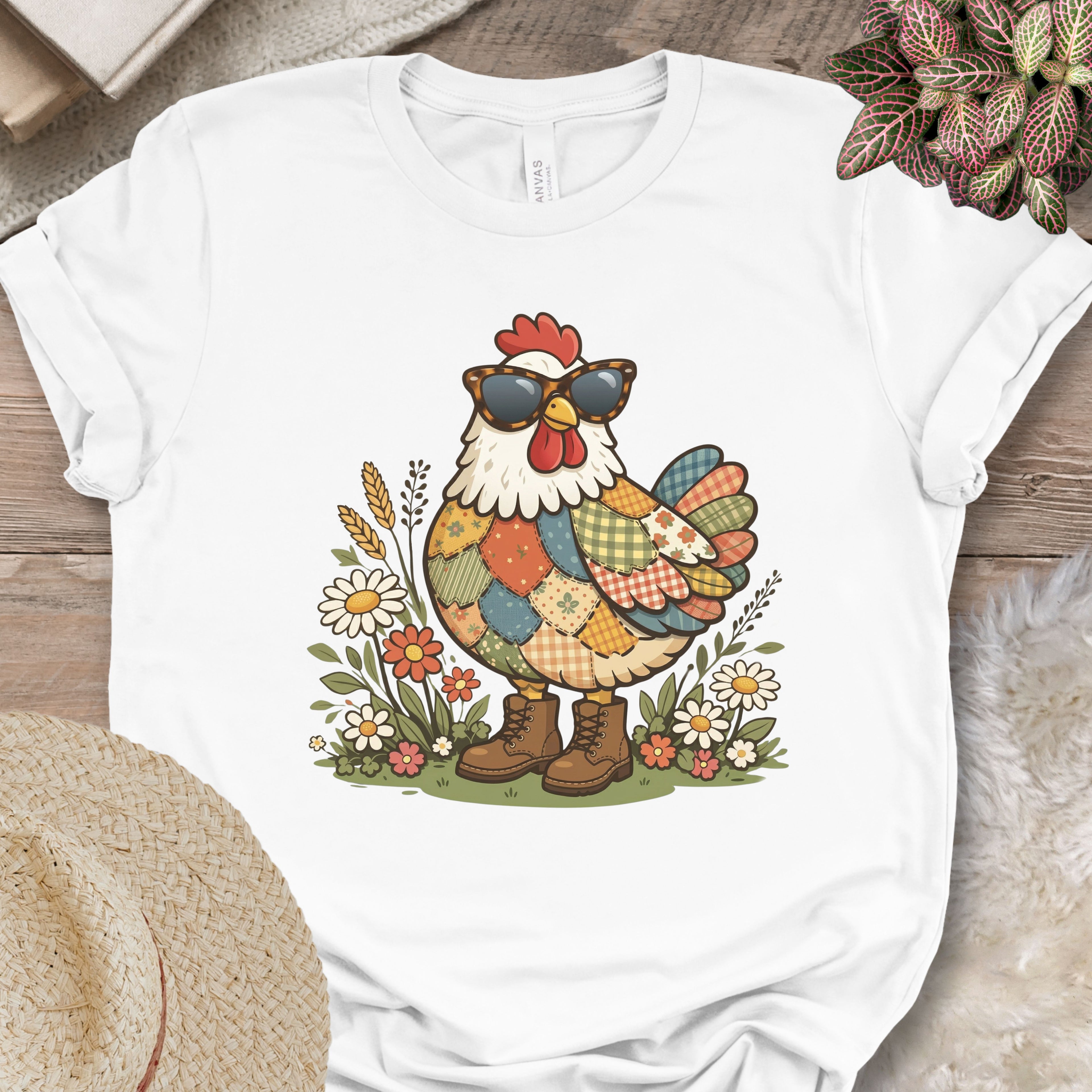 Patchwork Chicken Floral T-Shirt