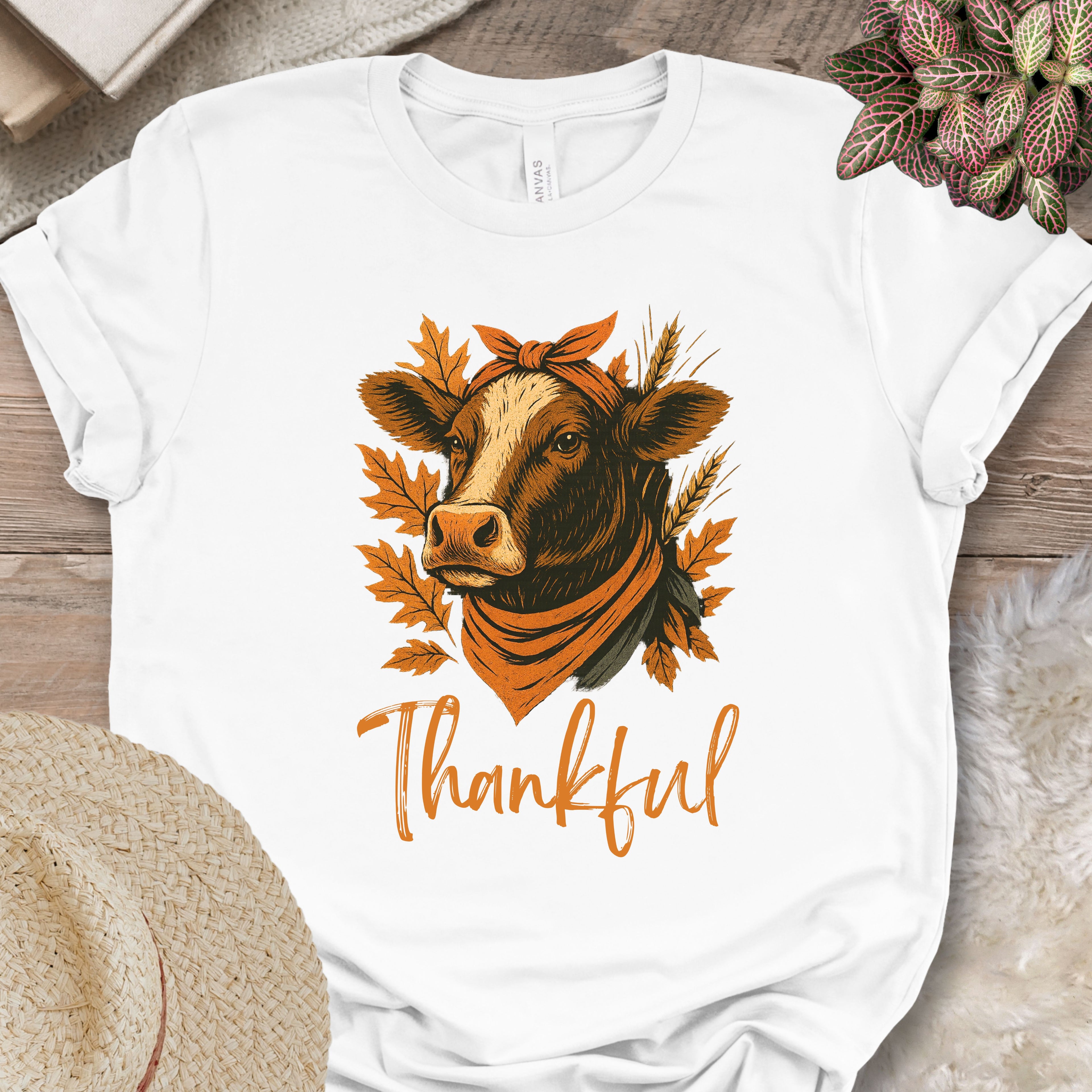 Thankful & Blessed Cow Tee