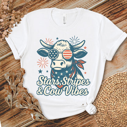 Stars Stripes Cow Vibes Tee