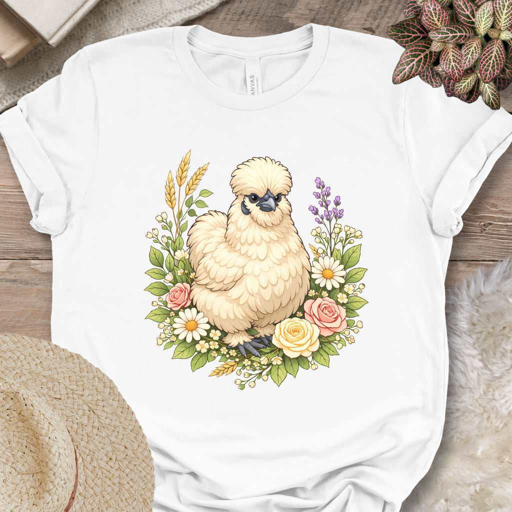 Silkie Chicken Floral T-Shirt