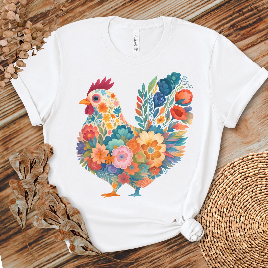 Blooming Chicken Flower Art Tee