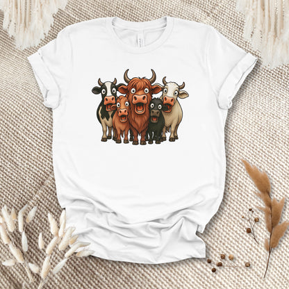 Funny Cow Lover T-Shirt – Cute Cow Lineup Tee for Farmers, Ranchers & Cow Moms