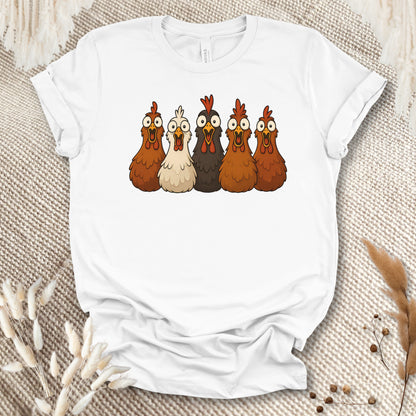 Funny Chicken Lover T-Shirt – Silly Chicken Lineup Tee for Farm Fans & Backyard Chicken Keepers